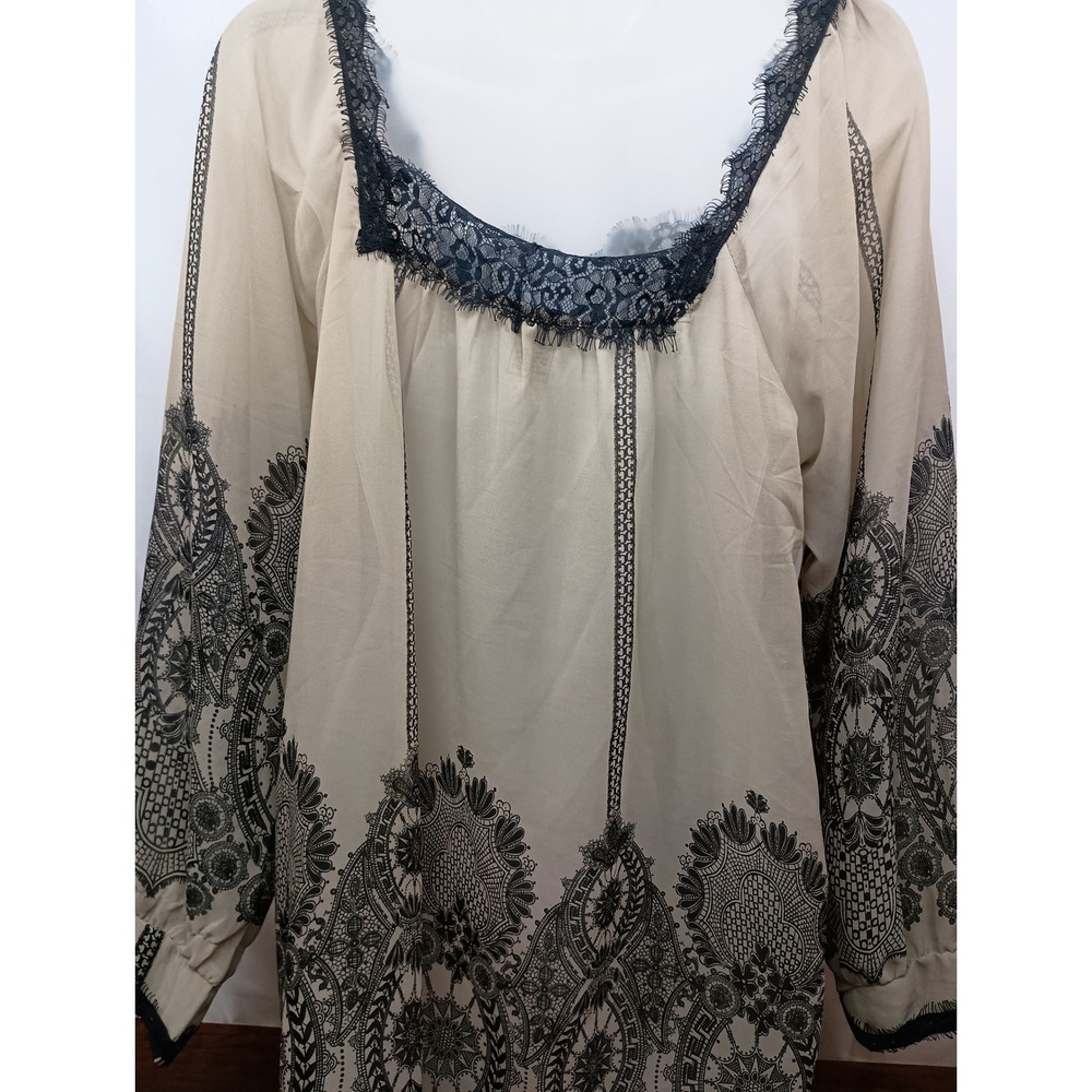 Grayā black lace L long sleeve blouse whimsigoth dark fairy vamp festival party